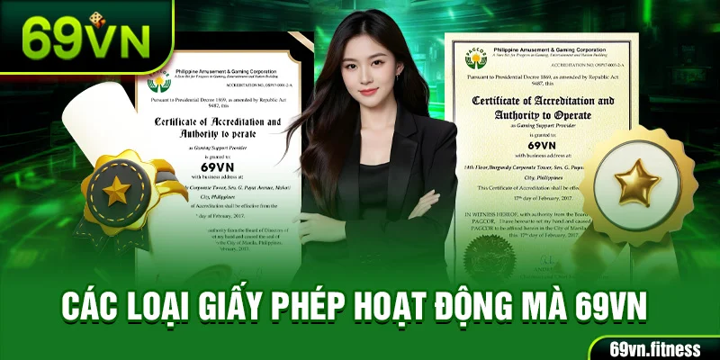 Các giấy phép hoạt động mà 69VN hiện được sở hữu